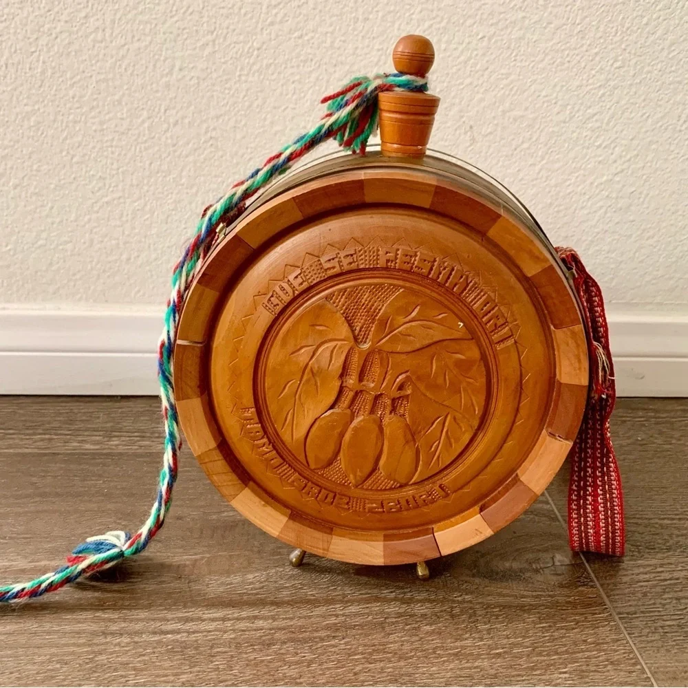 Vintage Wood Flask Conteen. Fluid Capacity Untested